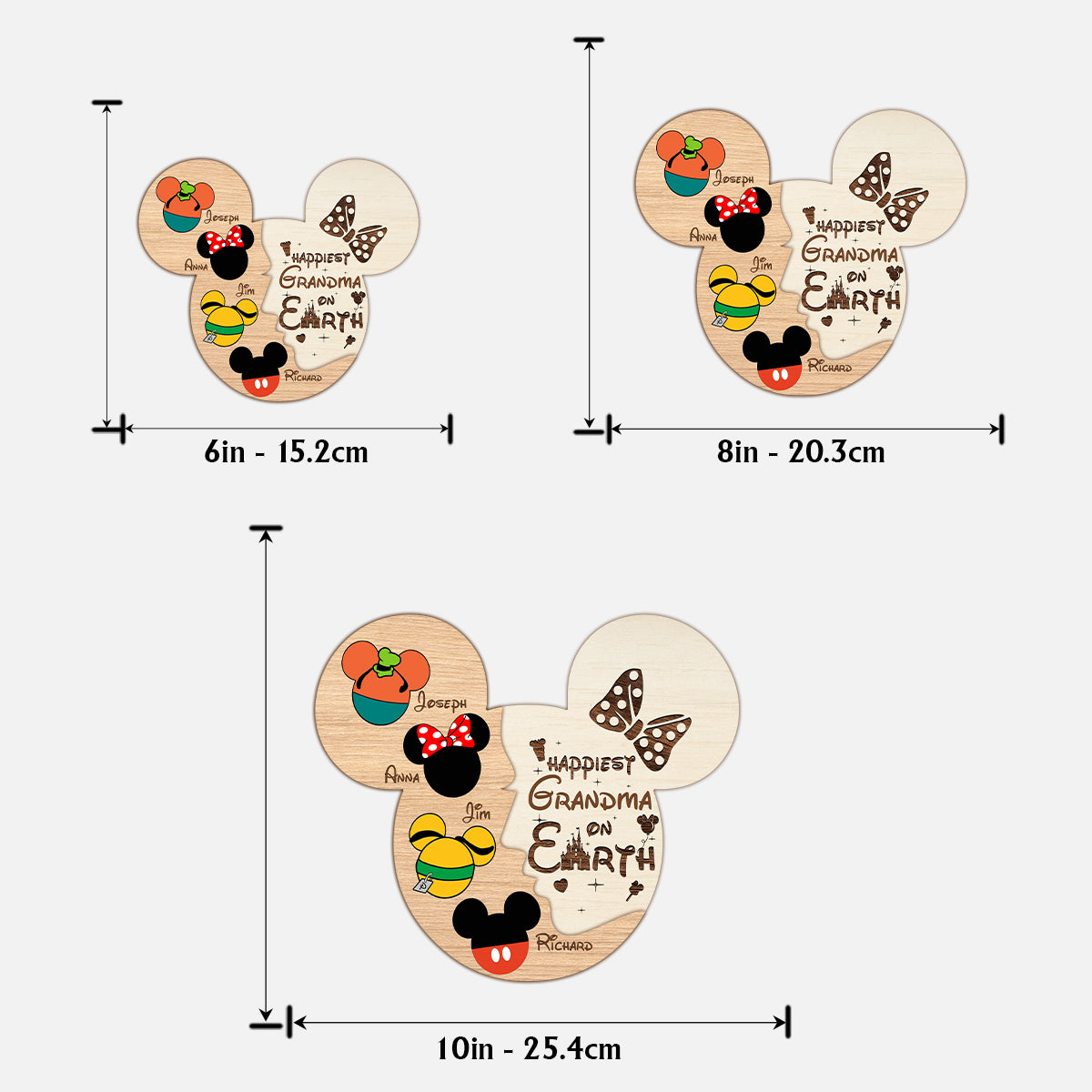 Happiest Grandma/ Nana/ Mom... On Earth - Personalized Mouse 2 Layered Wood Sign / Wood Plaque