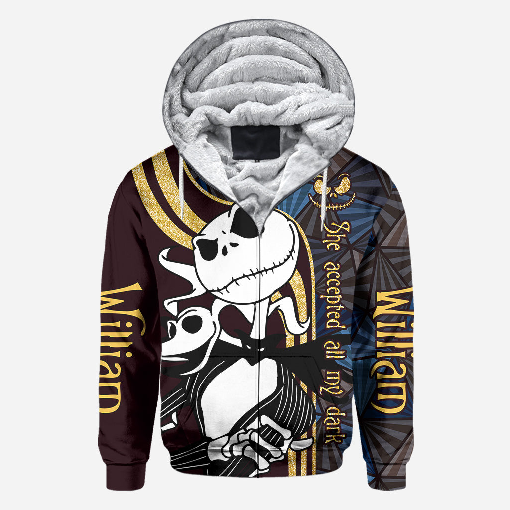 He Sees All My Light She Accepted All My Dark - Personalized Nightmare All Over Shirt