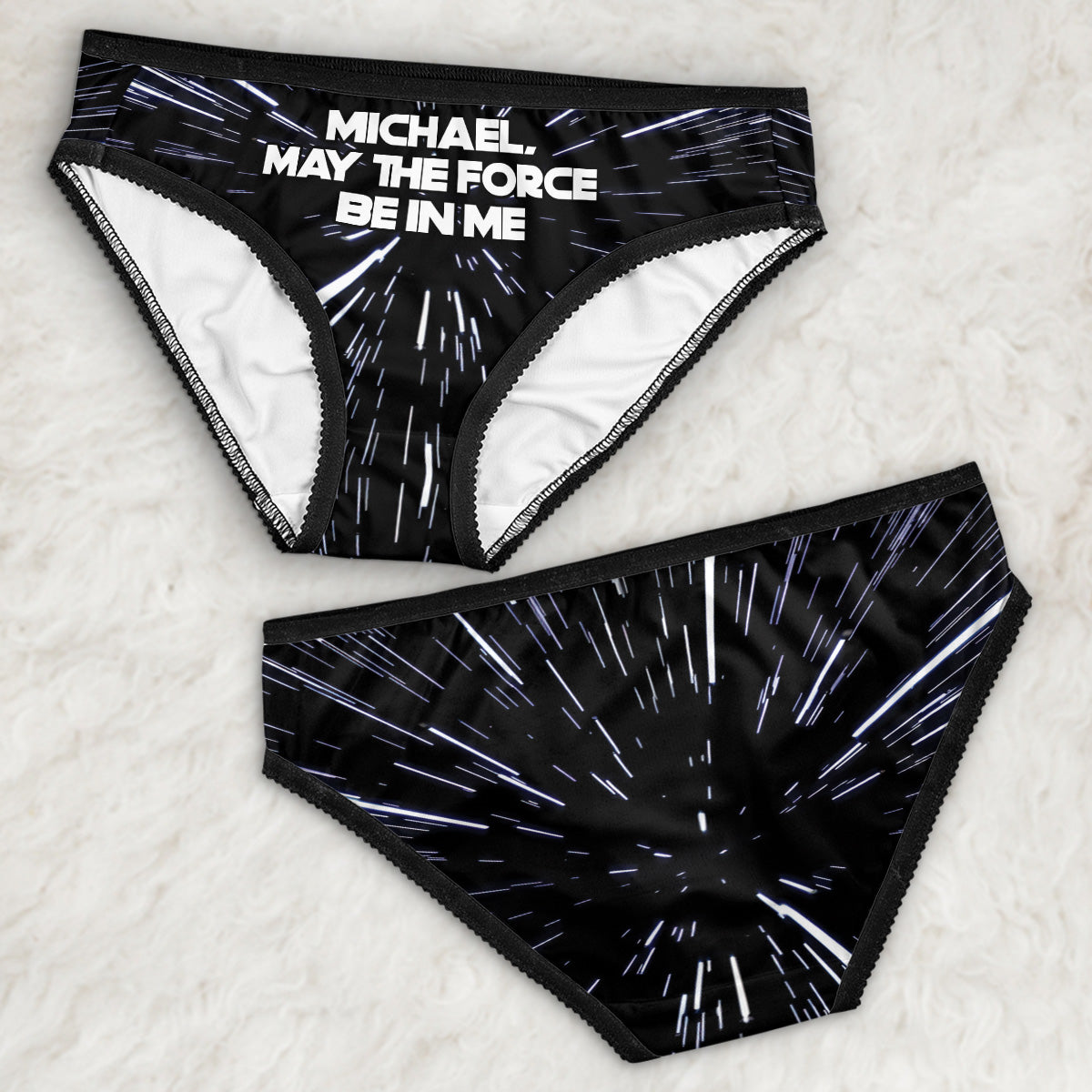 May The Force Be In Me - Personalized The Force Lace Border Women Briefs