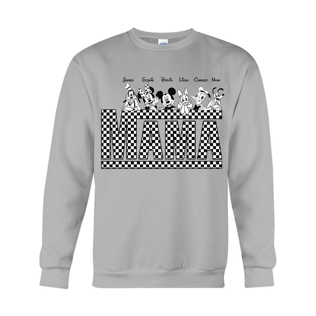 Vintage Checkered Mama Dada Mini Grandma Grandpa - Personalized Mouse T-shirt And Hoodie
