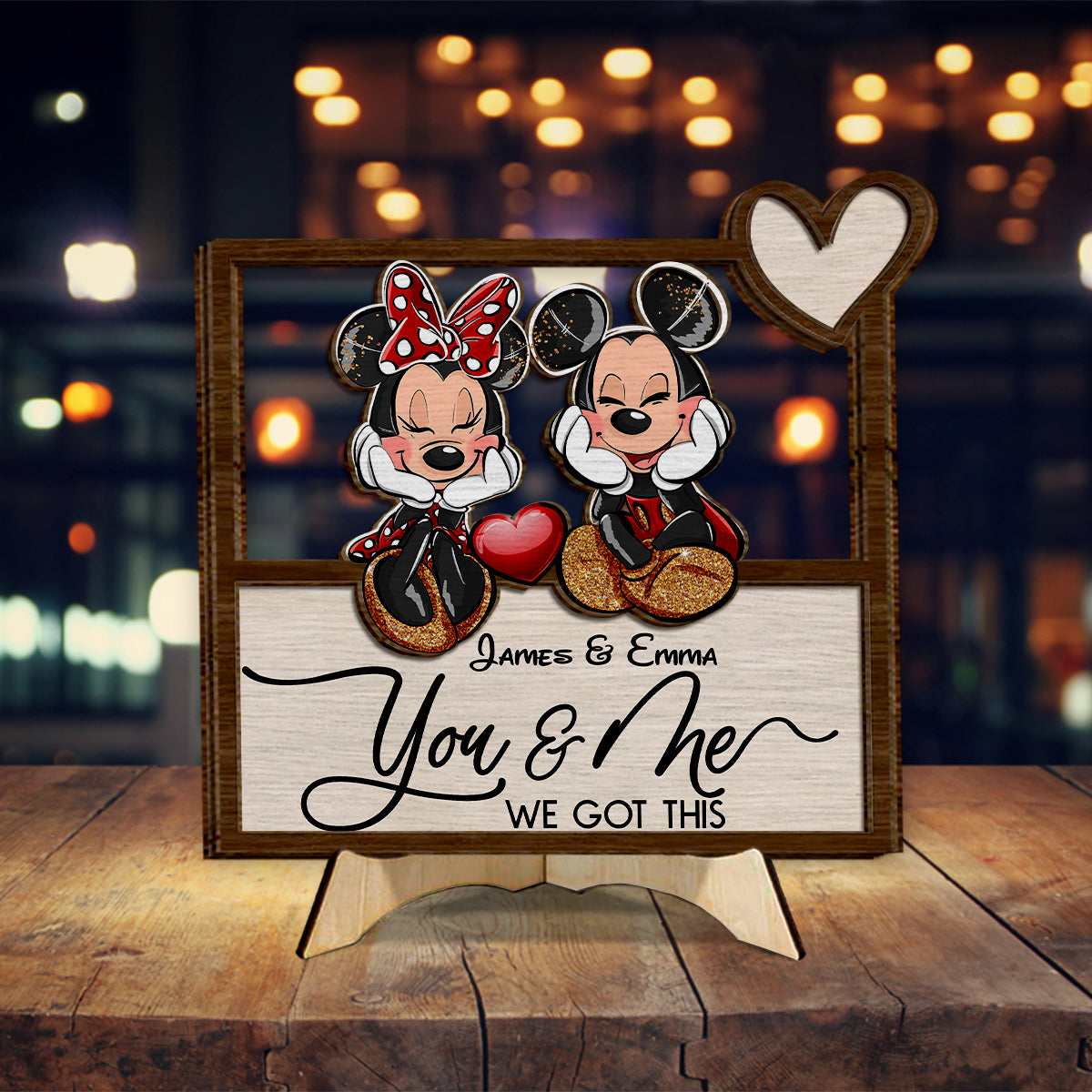 You And Me We Got This Magic Mouse Ears - Personalized Mouse 2 Layered Wood Sign / Wood Plaque