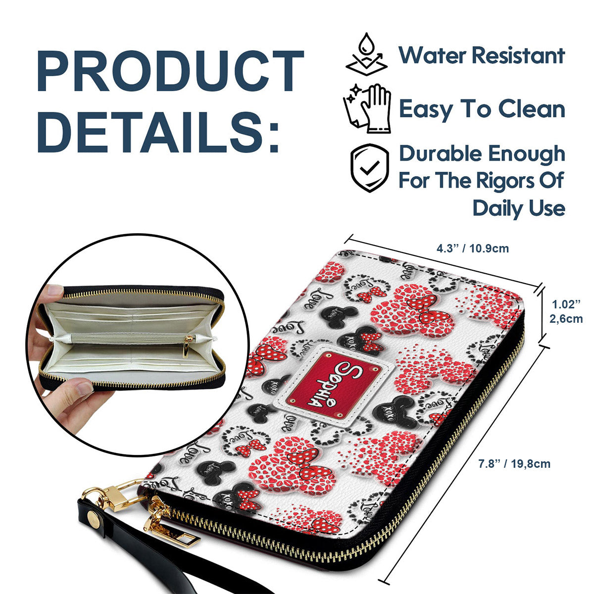Minnie Mouse - Personalized Mouse Leather Long Wallet