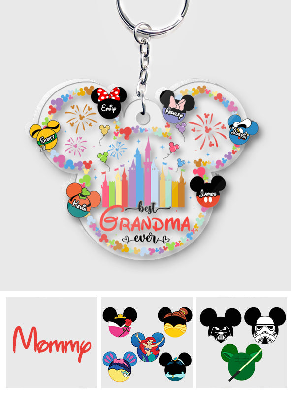 Best Grandma Mom Ever - Personalized Mouse Transparent Keychain