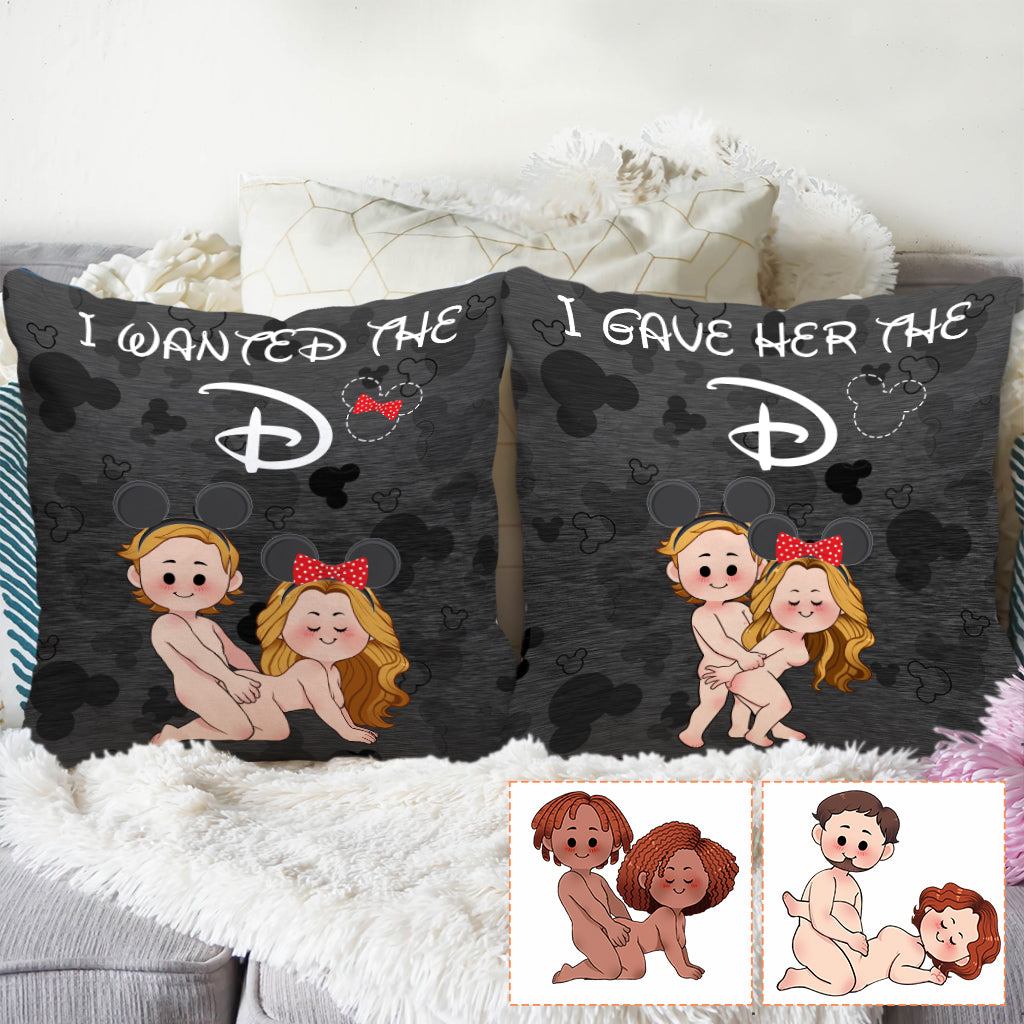 I Wanted The D I Gave Her The D Mouse Ears Couple - Personalized Mouse Throw Pillow