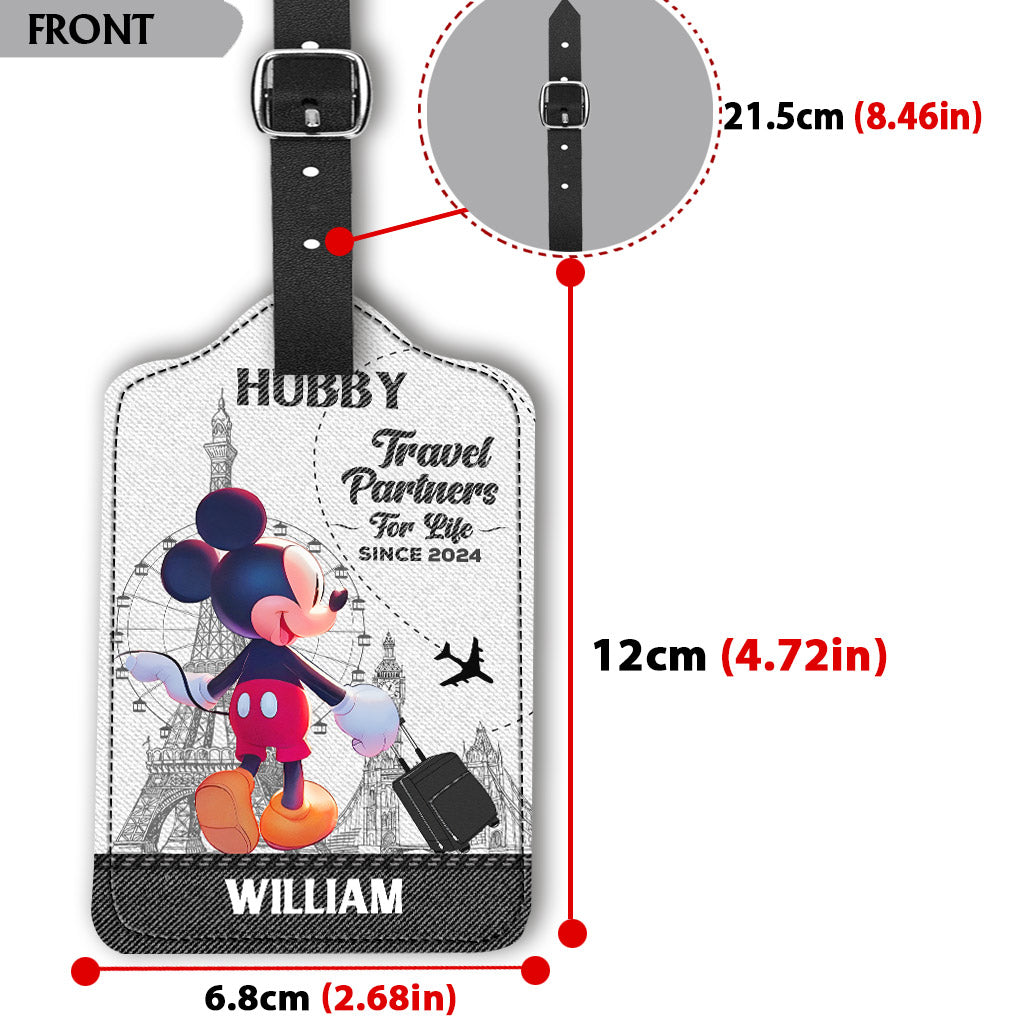Travel Partners For Life - Personalized Mouse Leather Luggage Tag
