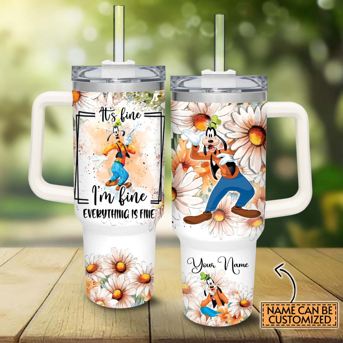 Everything Is Fine Personalized Mouse Tumbler With Handle 0224