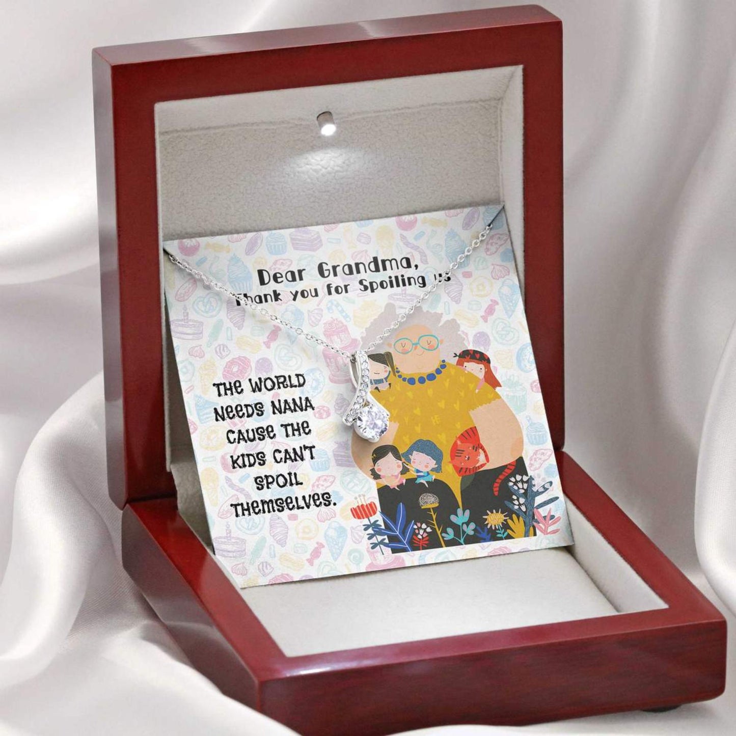 Funny & Cute Gift For Your Cool Nana On Mother's Day - Grandma Petite Ribbon Necklace 0921