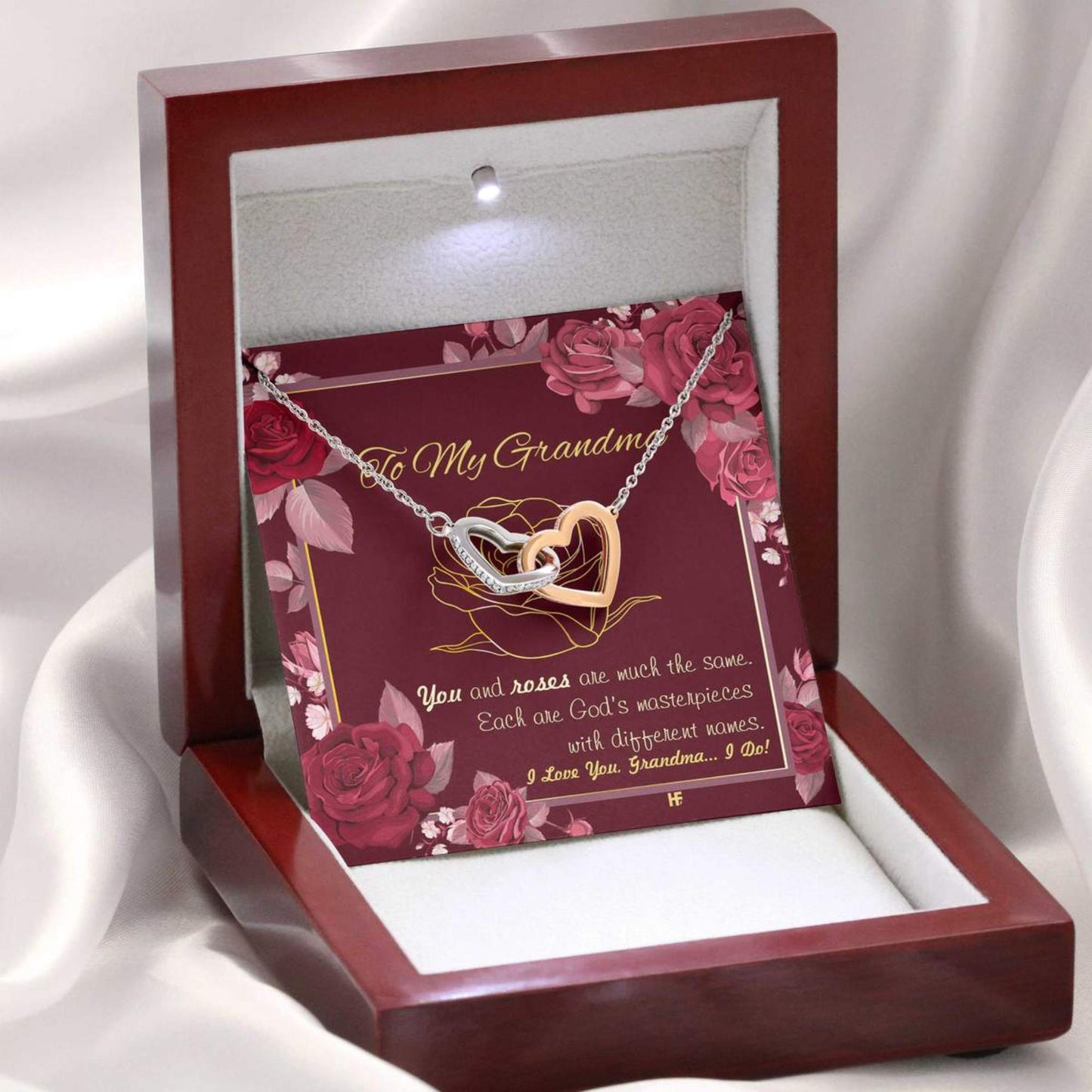 Gift For Your Grandma With Roses - Grandma Two Hearts Necklace 0921