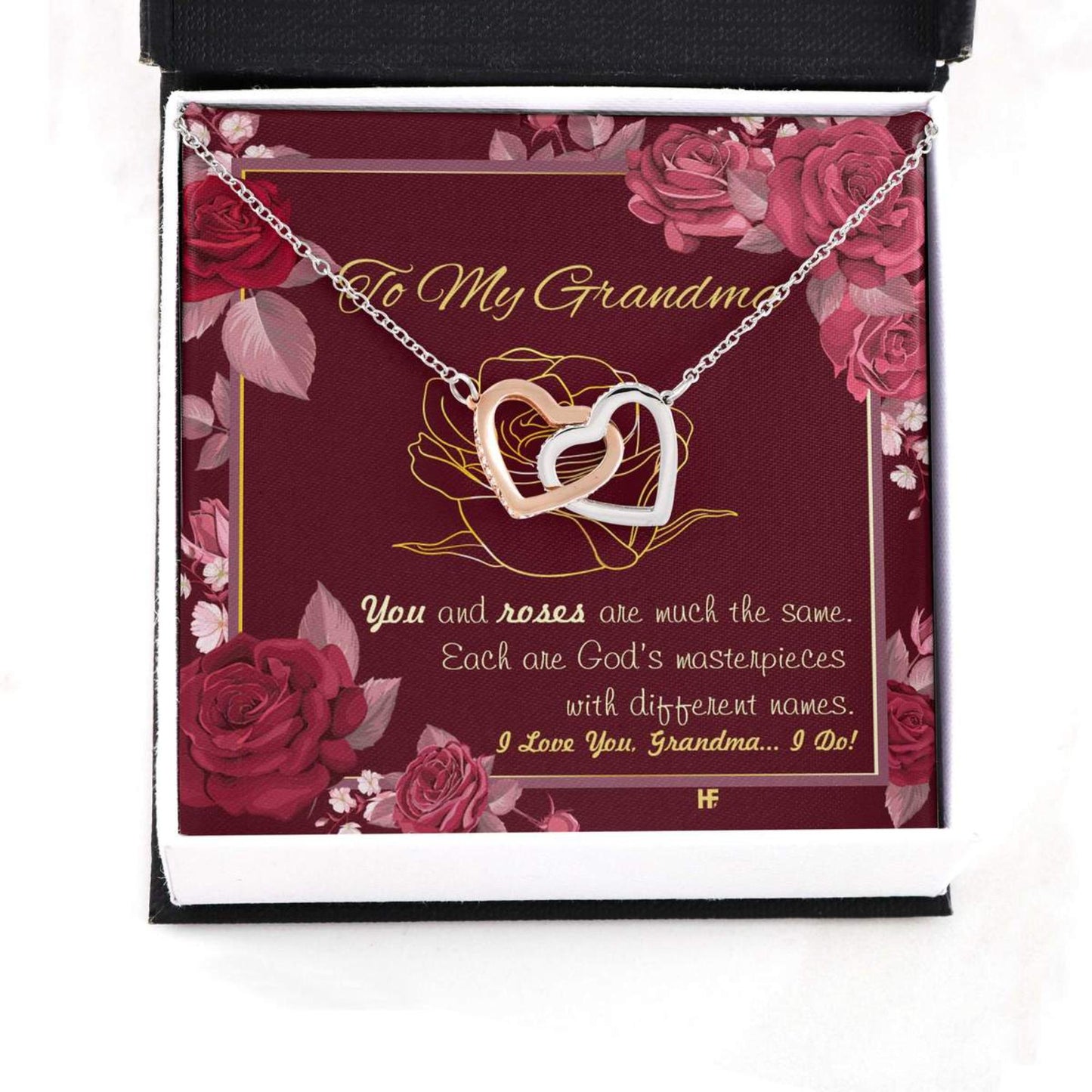 Gift For Your Grandma With Roses - Grandma Two Hearts Necklace 0921