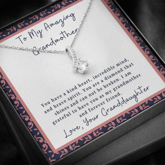 To Grandmother From Granddaughter - Grandma Petite Ribbon Necklace 0921
