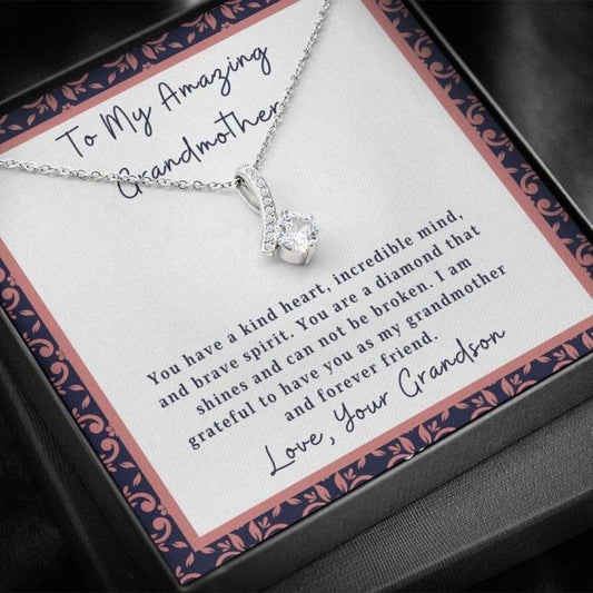 To Grandmother From Grandson - Grandma Petite Ribbon Necklace 0921