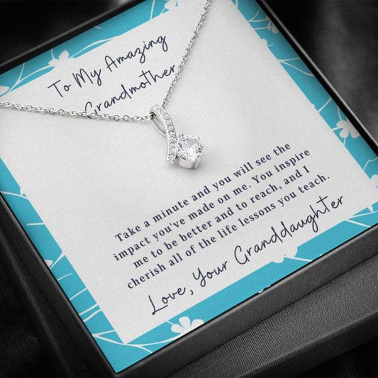 To My Grandmother From Granddaughter - Grandma Petite Ribbon Necklace 0921