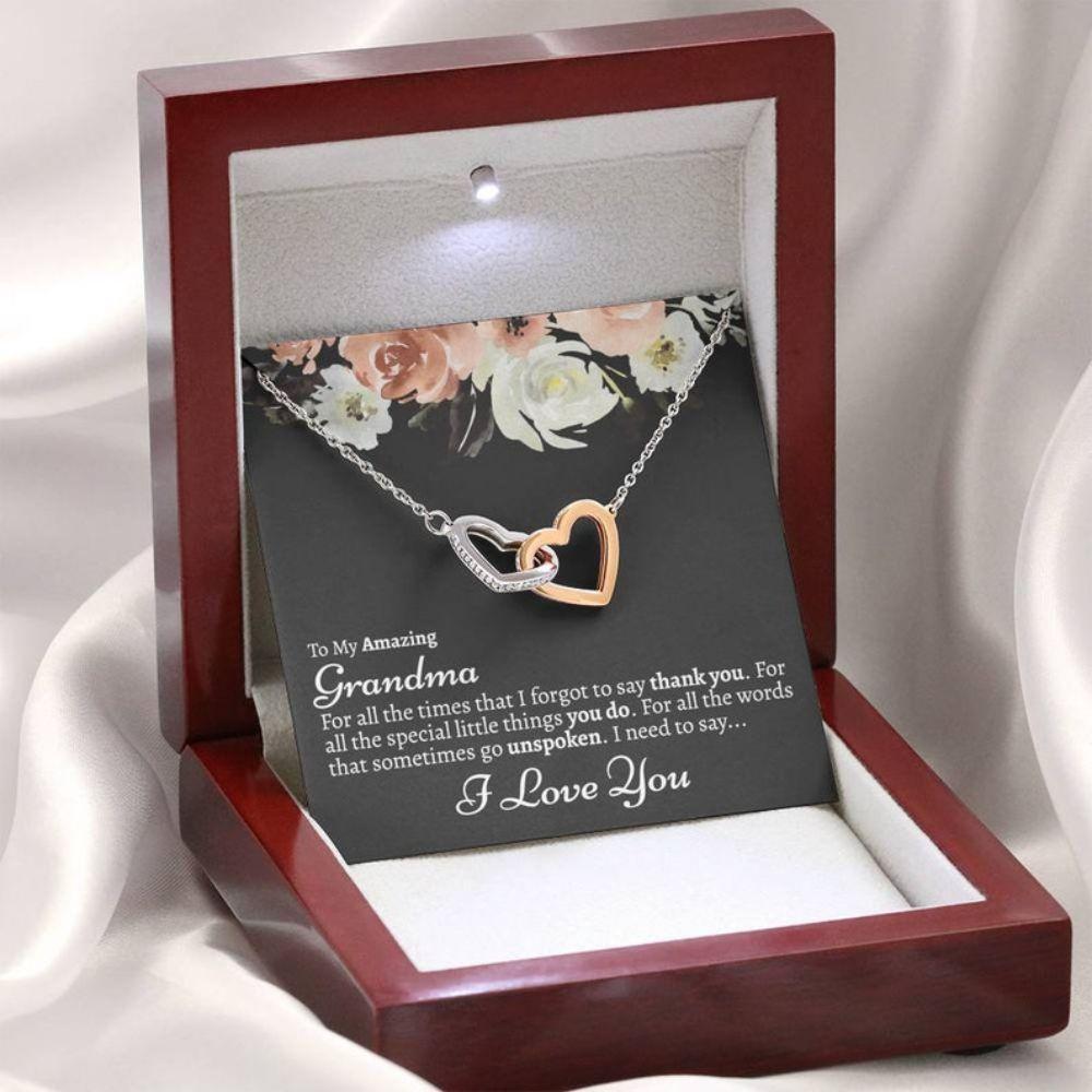 To My Grandma From Grandson Gift - Grandma Two Hearts Necklace 0921