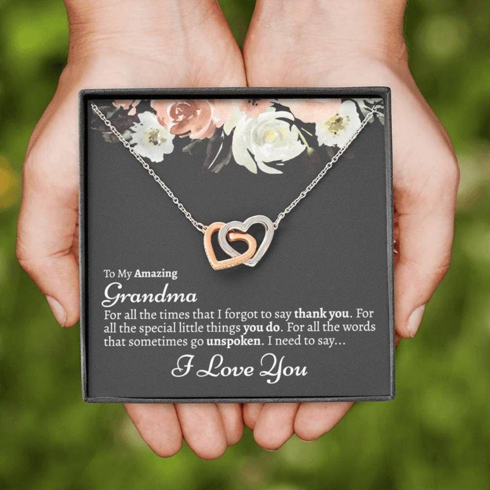 To My Grandma From Grandson Gift - Grandma Two Hearts Necklace 0921