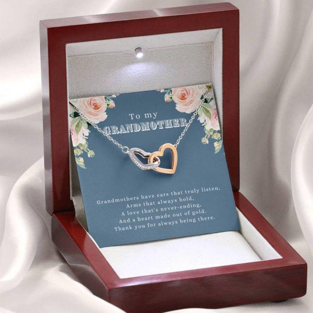 Grandma Gift For Mother's Day - Grandma Two Hearts Necklace 0921