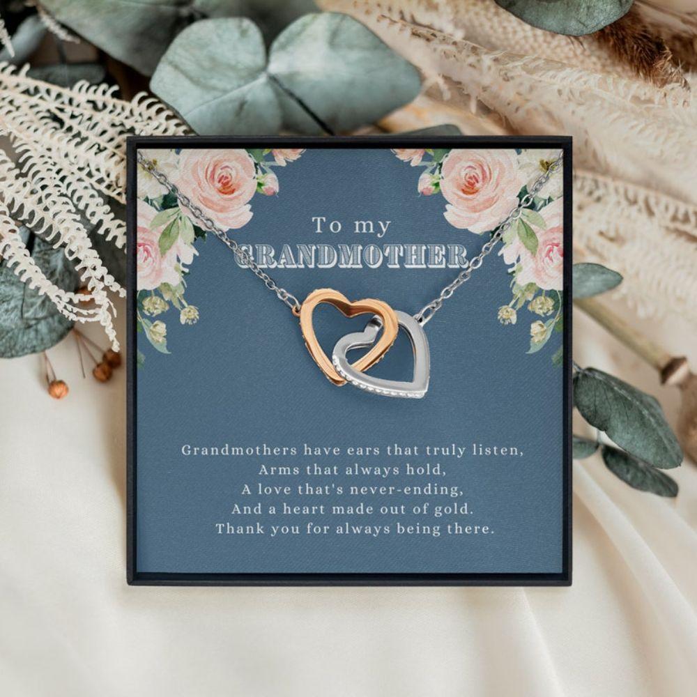 Grandma Gift For Mother's Day - Grandma Two Hearts Necklace 0921