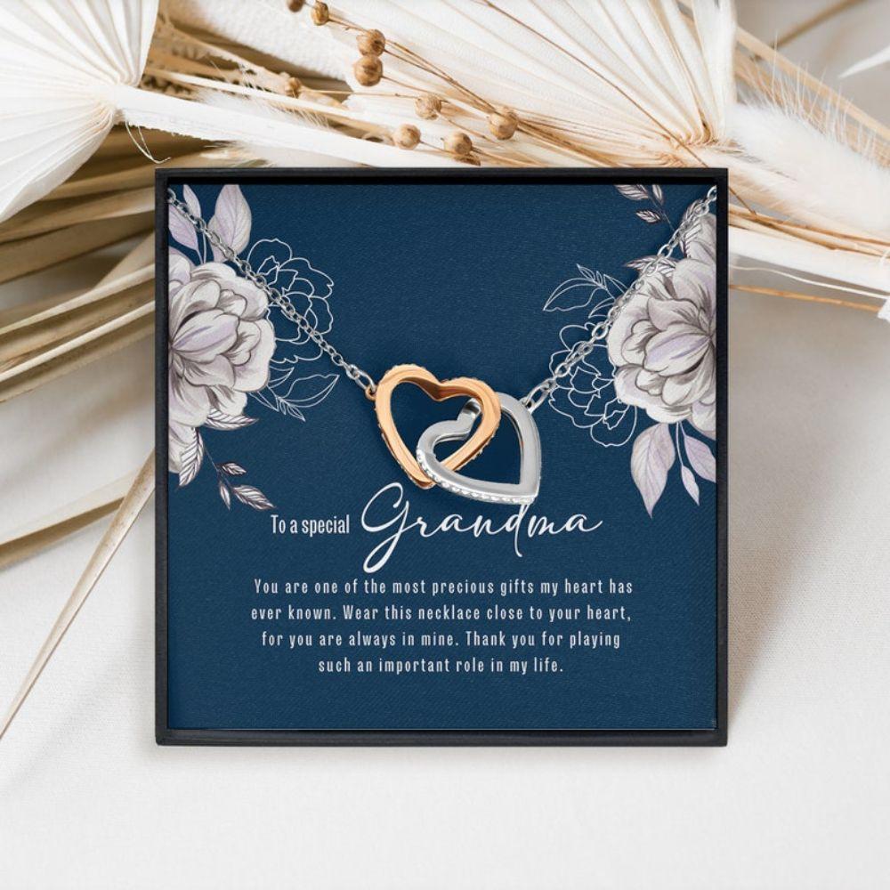 Gifts For Grandma From Grandchildren - Grandma Two Hearts Necklace 0921