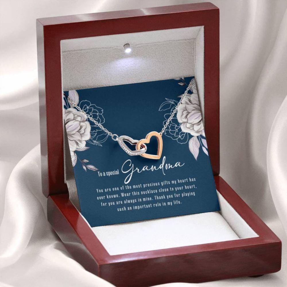 Gifts For Grandma From Grandchildren - Grandma Two Hearts Necklace 0921