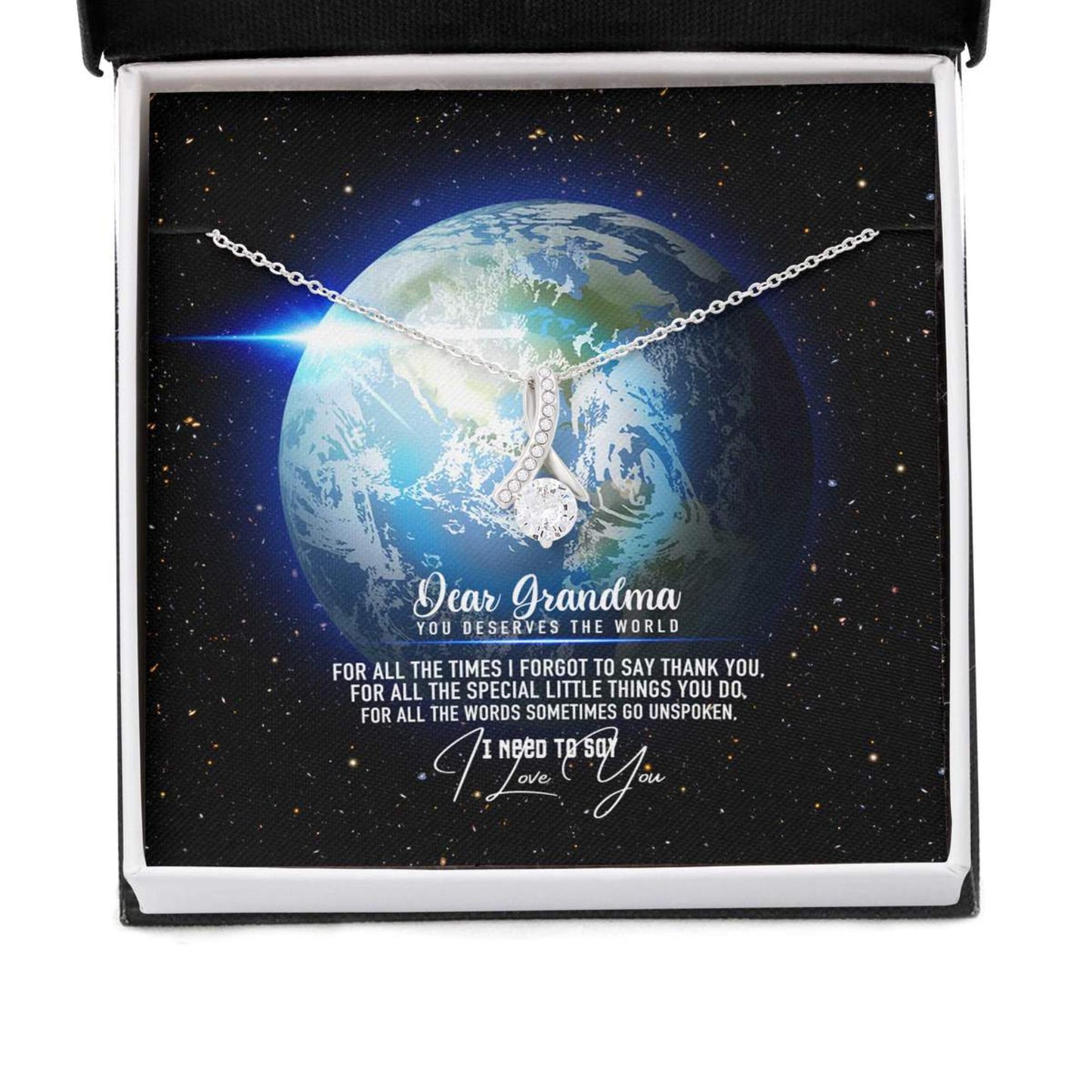 For Your Precious Grandma Who Deserves The World On Mother's Day - Grandma Petite Ribbon Necklace 0921