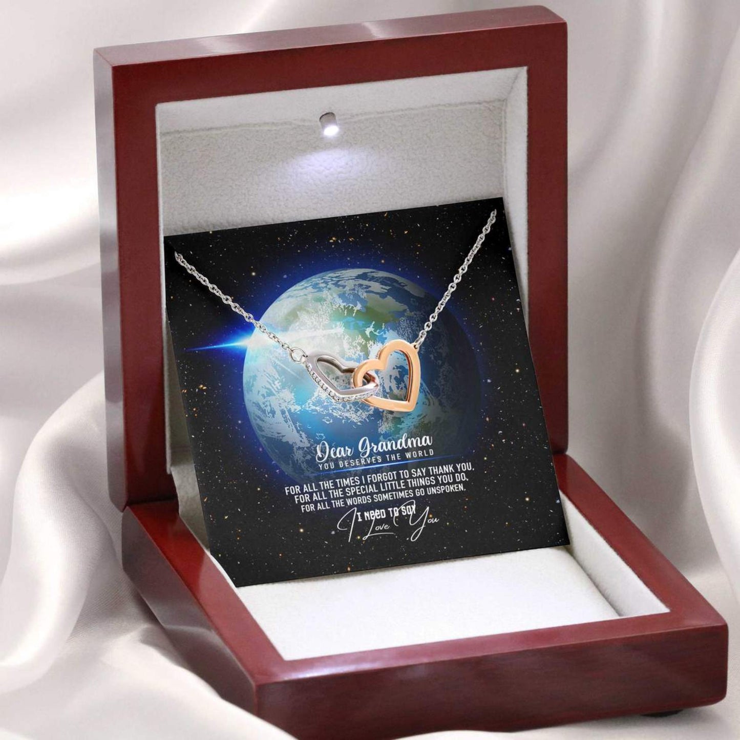 For Your Precious Grandma Who Deserves The World On Mother Day - Grandma Two Hearts Necklace 0921