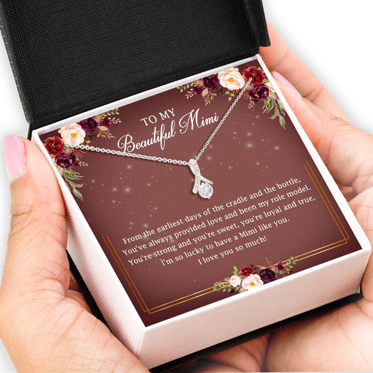 To My Beautiful Mimi Jewelry For Grandma Mimi Gifts - Grandma Petite Ribbon Necklace 0921