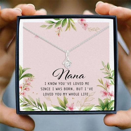 To Nana Message For Grandma Nana Gifts - Grandma Petite Ribbon Necklace 0921
