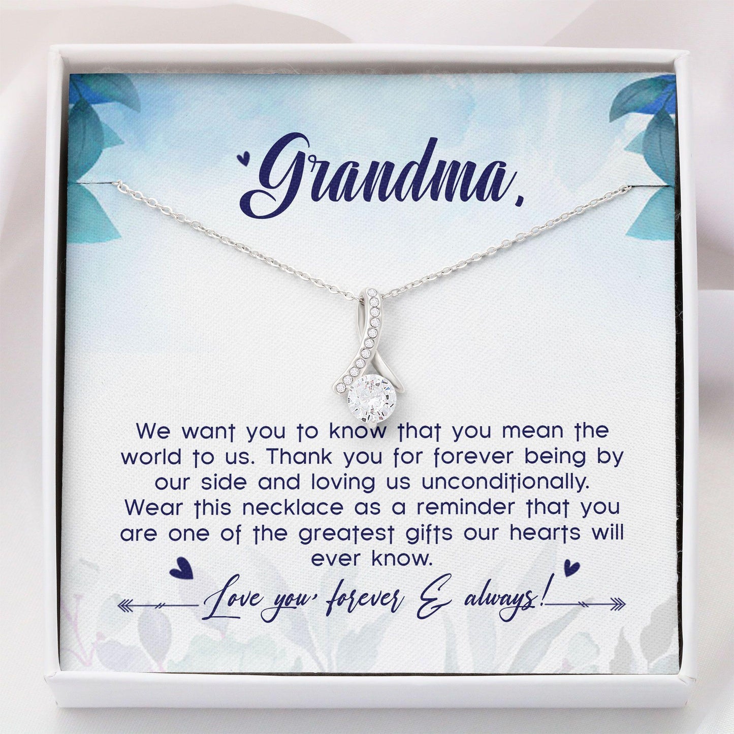 Grandma Gift Mothers Day Beauty - Grandma Petite Ribbon Necklace 0921