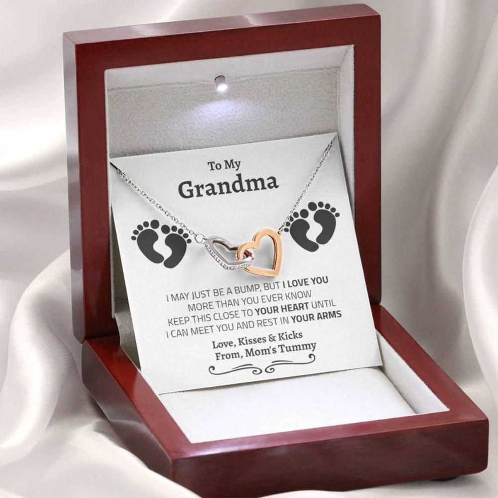 New Grandma Gift Gifts For Expectant Grandmother - Grandma Two Hearts Necklace 0921