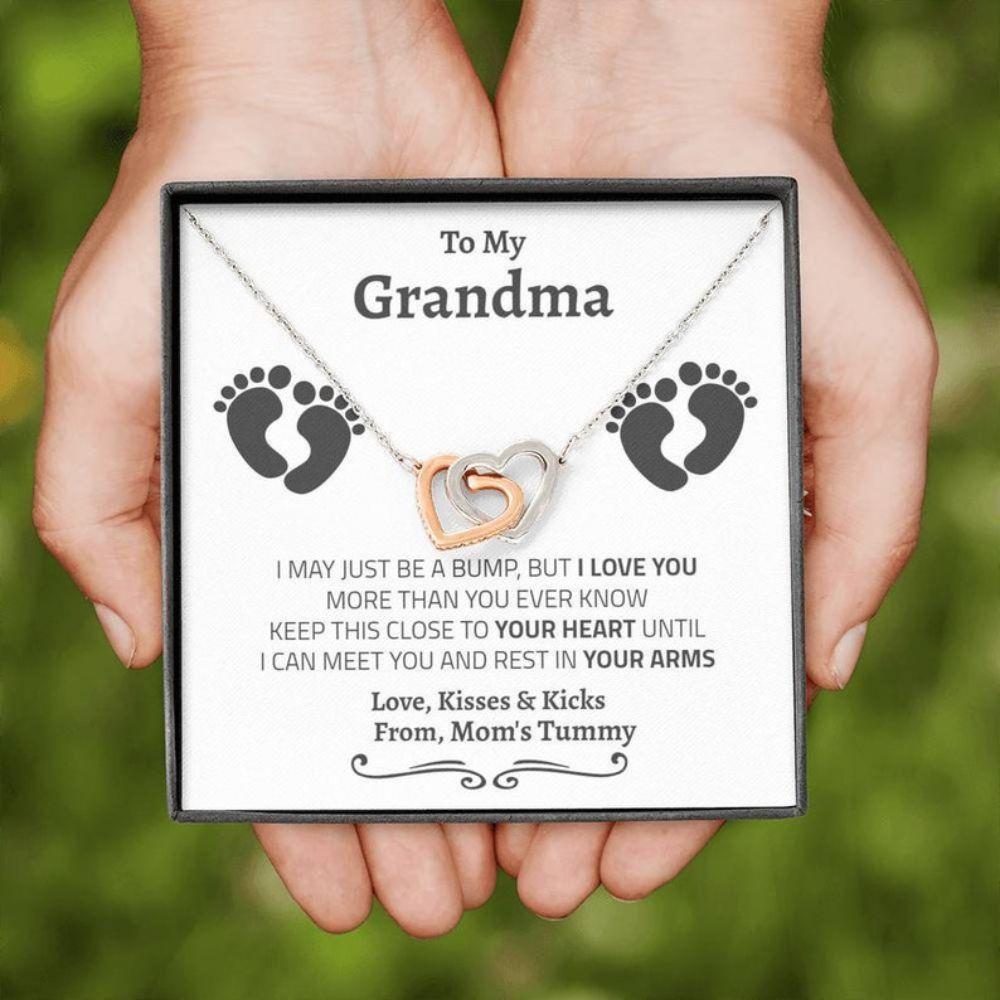 New Grandma Gift Gifts For Expectant Grandmother - Grandma Two Hearts Necklace 0921