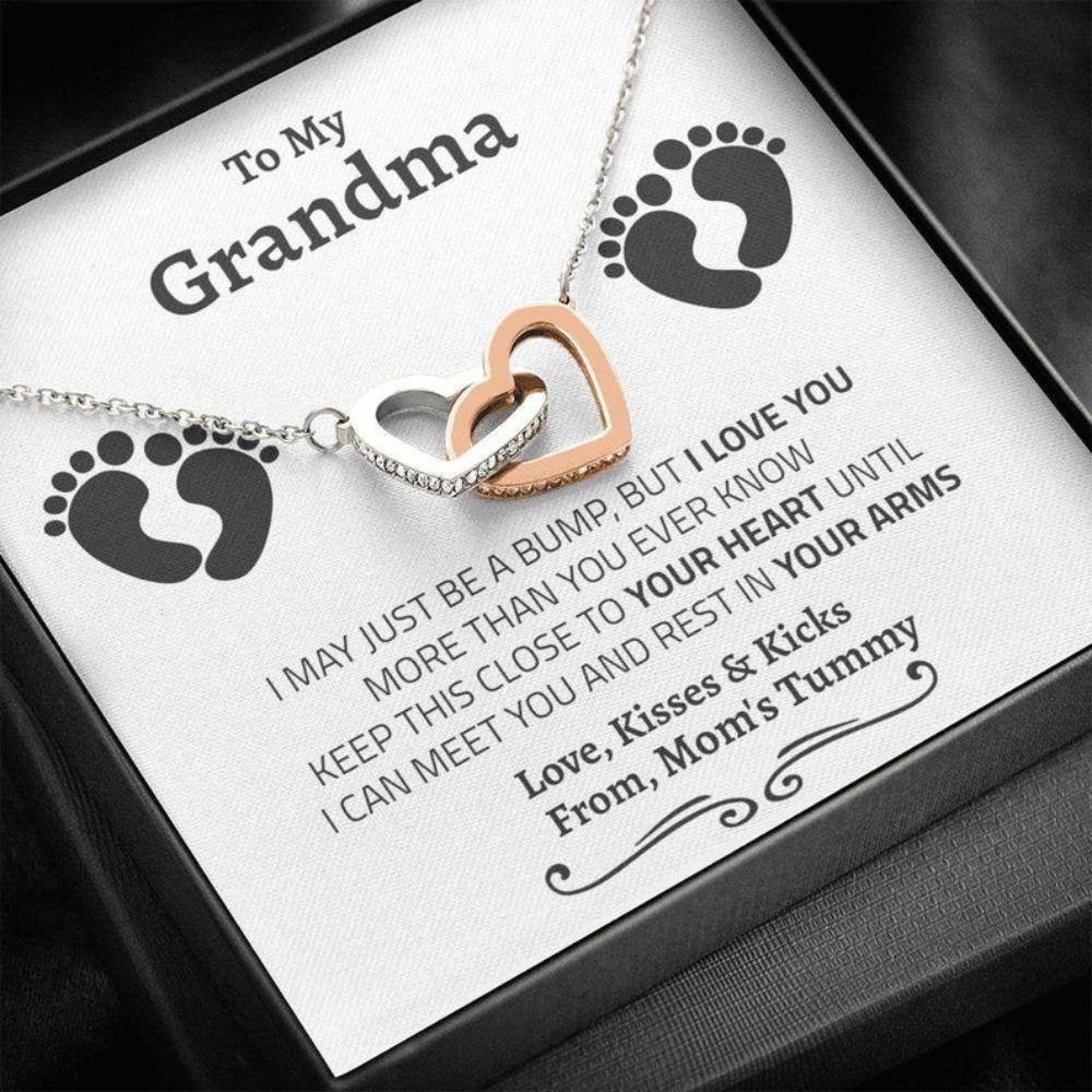 New Grandma Gift Gifts For Expectant Grandmother - Grandma Two Hearts Necklace 0921