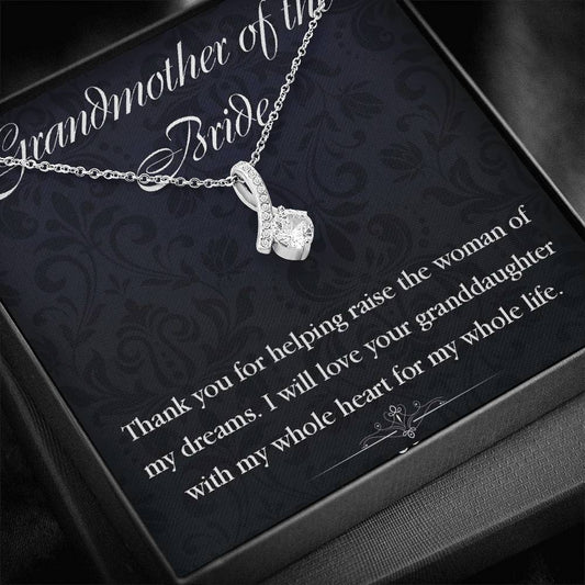 Grandmother Of The Bride Gift For Grandma Wedding Gift Wedding Gift - Grandma Petite Ribbon Necklace 0921