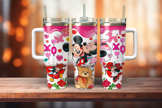 Mouse Couple Mouse Tumbler With Handle 0124