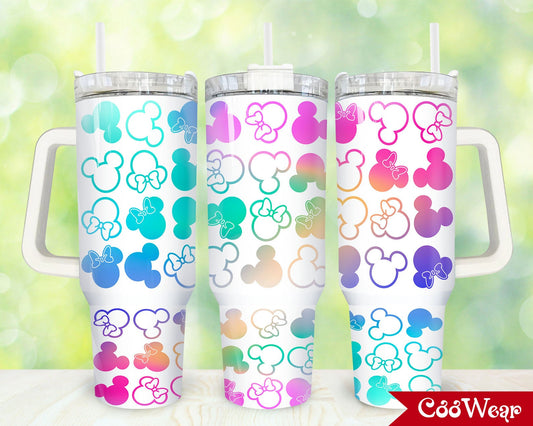 Mouse Pattern Mouse Tumbler With Handle 0224