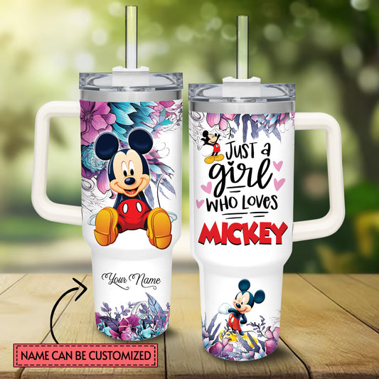 Just A Girl Who Loves Mouse Personalized Mouse Tumbler With Handle 0224