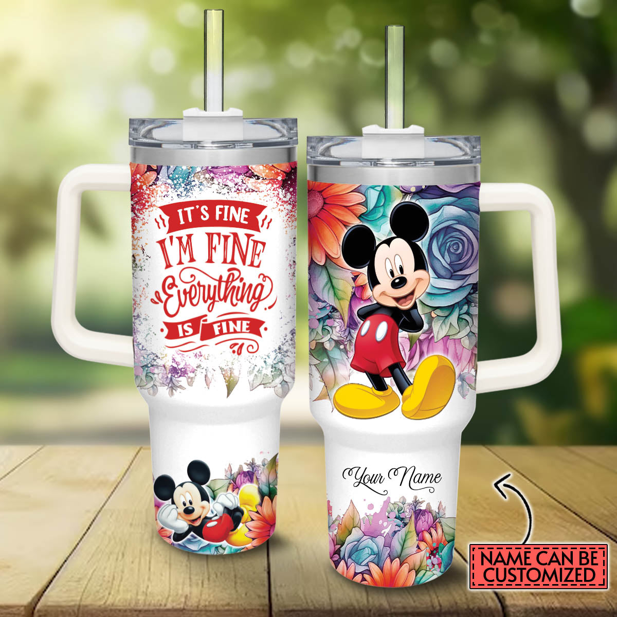 Everything Is Fine Personalized Mouse Tumbler With Handle 0224