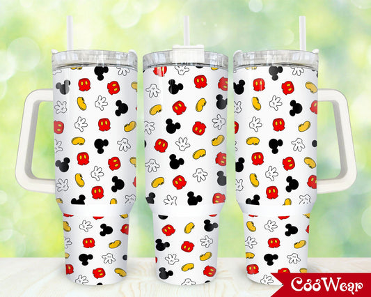Mouse Pattern Mouse Tumbler With Handle 0224