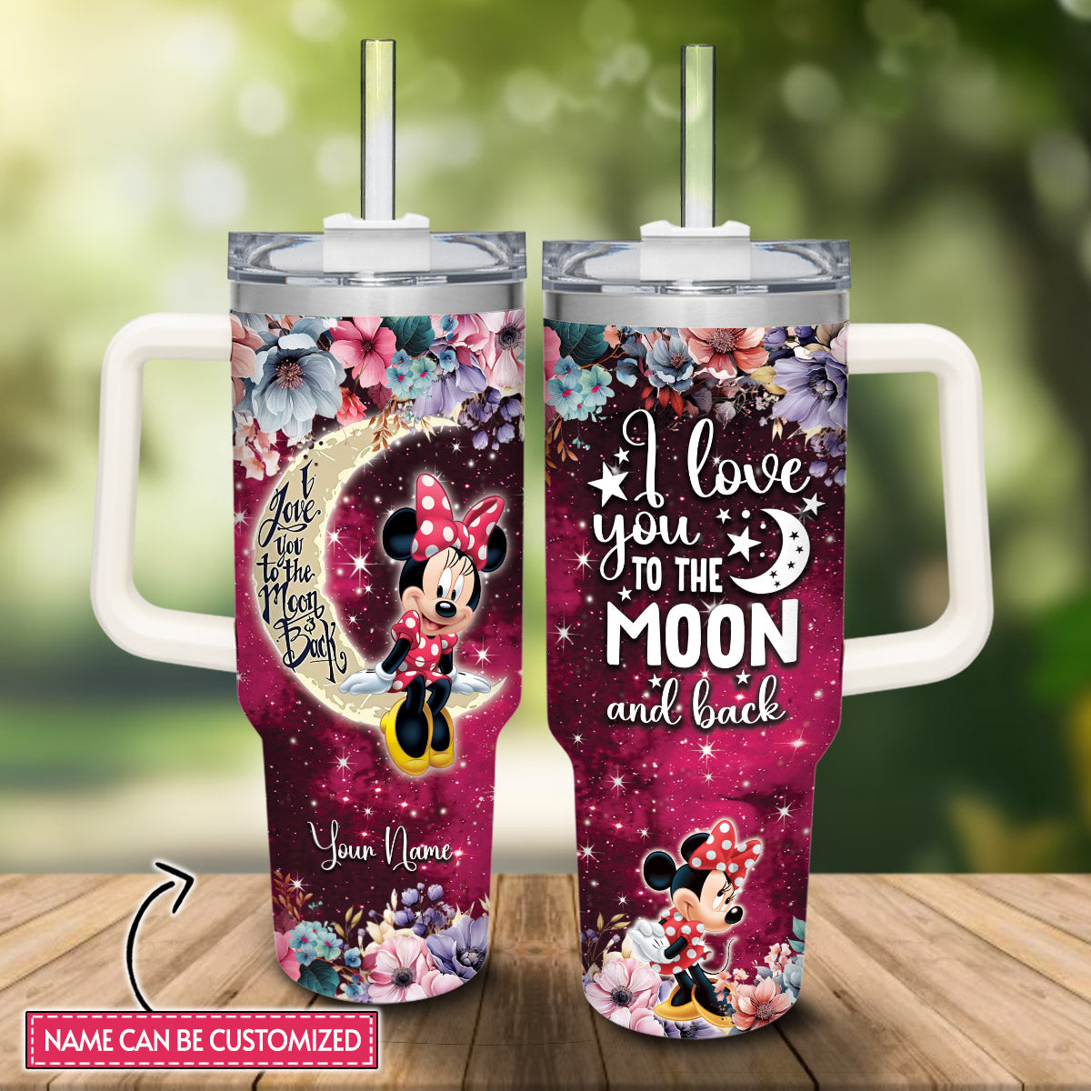 I Love You To The Moon And Back Personalized Mouse Tumbler With Handle 0224