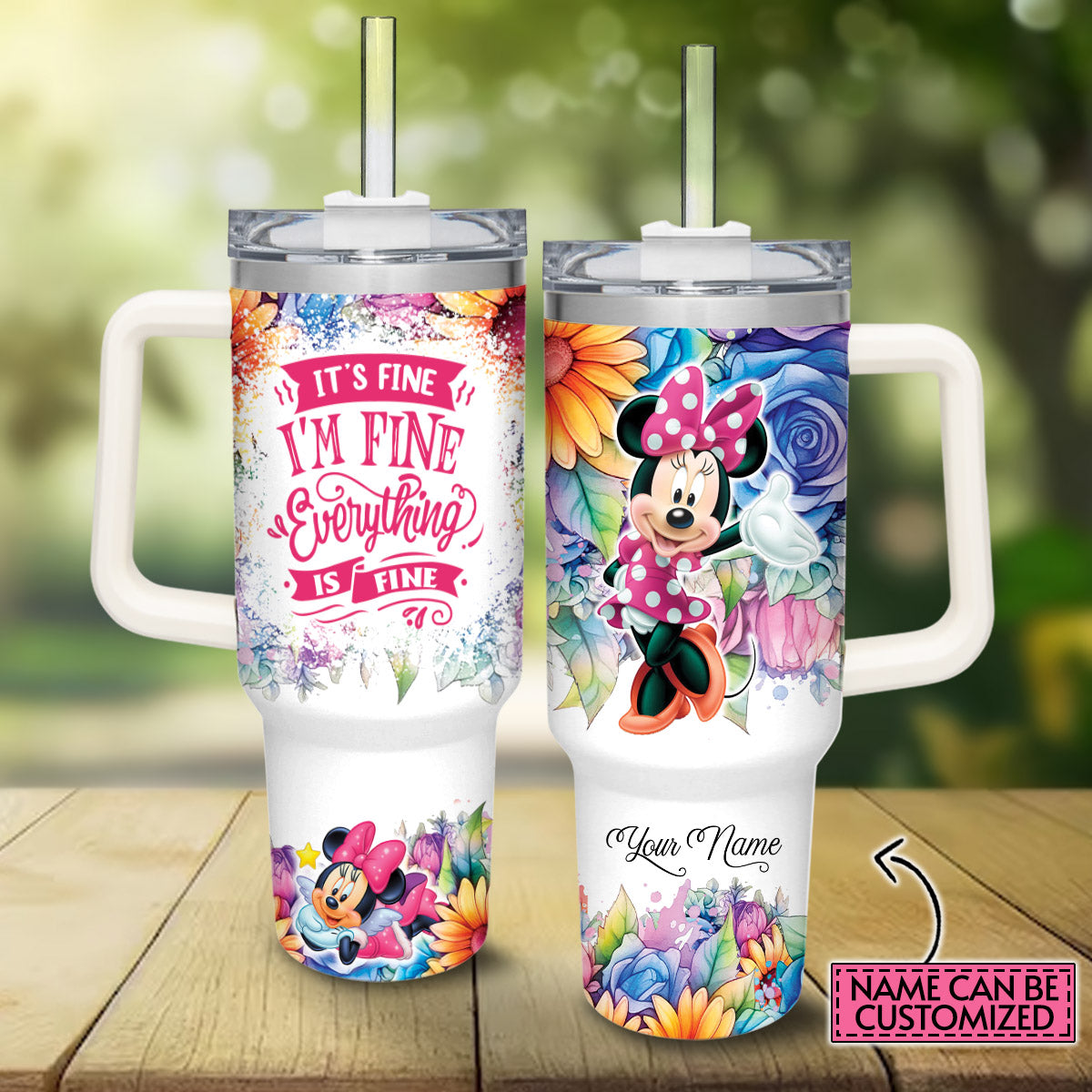 Everything Is Fine Personalized Mouse Tumbler With Handle 0224