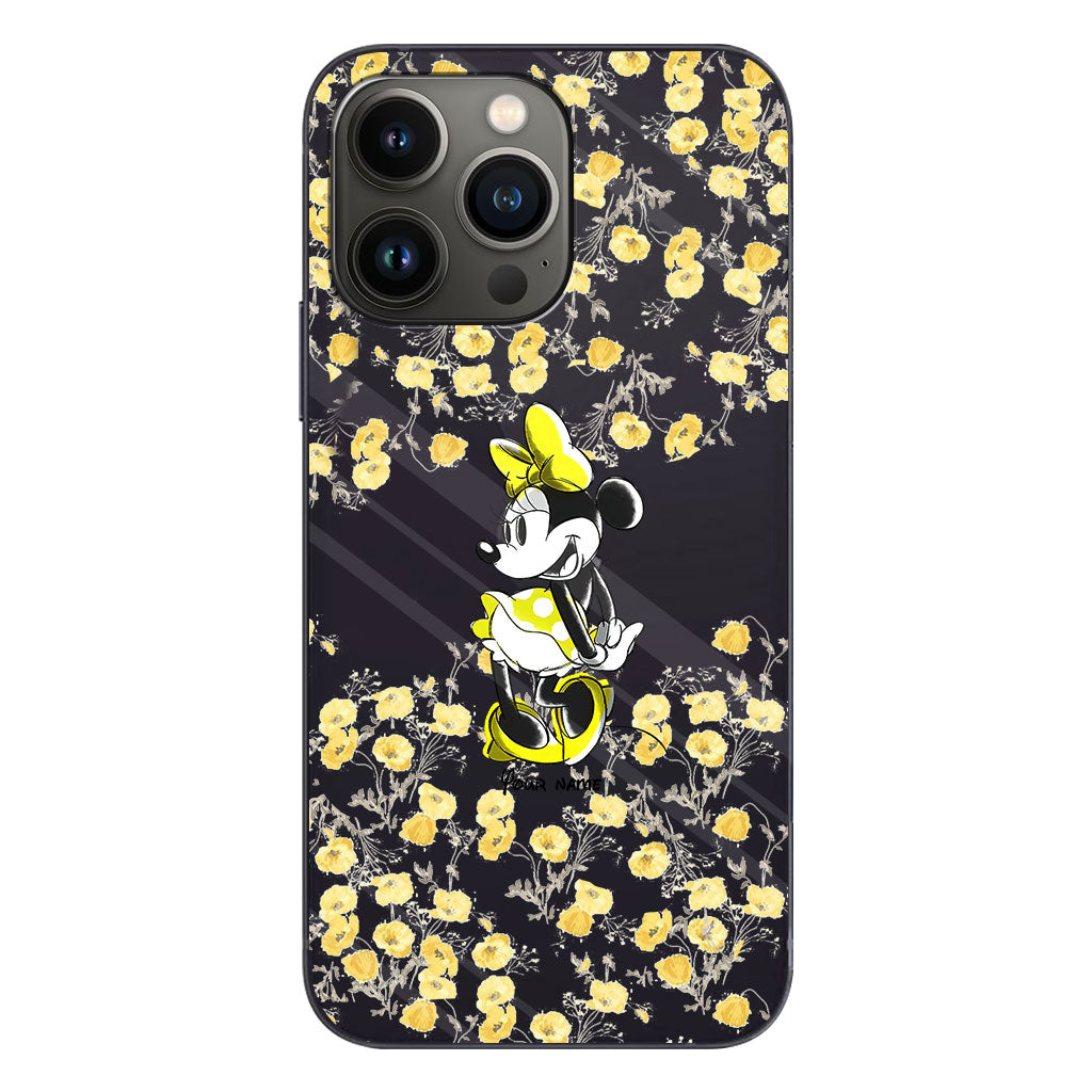 Yellow Floral - Personalized Mouse Clear Phone Case