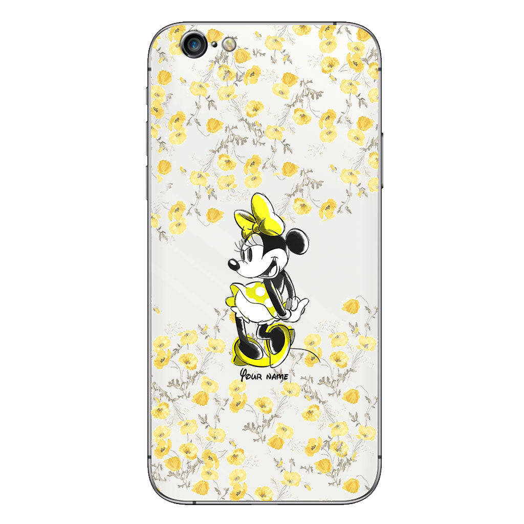 Yellow Floral - Personalized Mouse Clear Phone Case