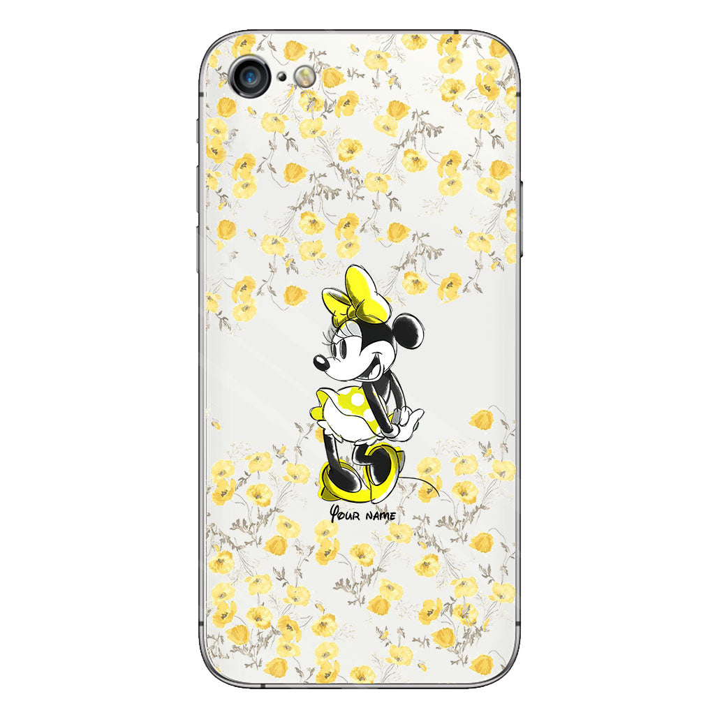 Yellow Floral - Personalized Mouse Clear Phone Case