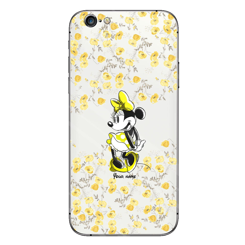 Yellow Floral - Personalized Mouse Clear Phone Case