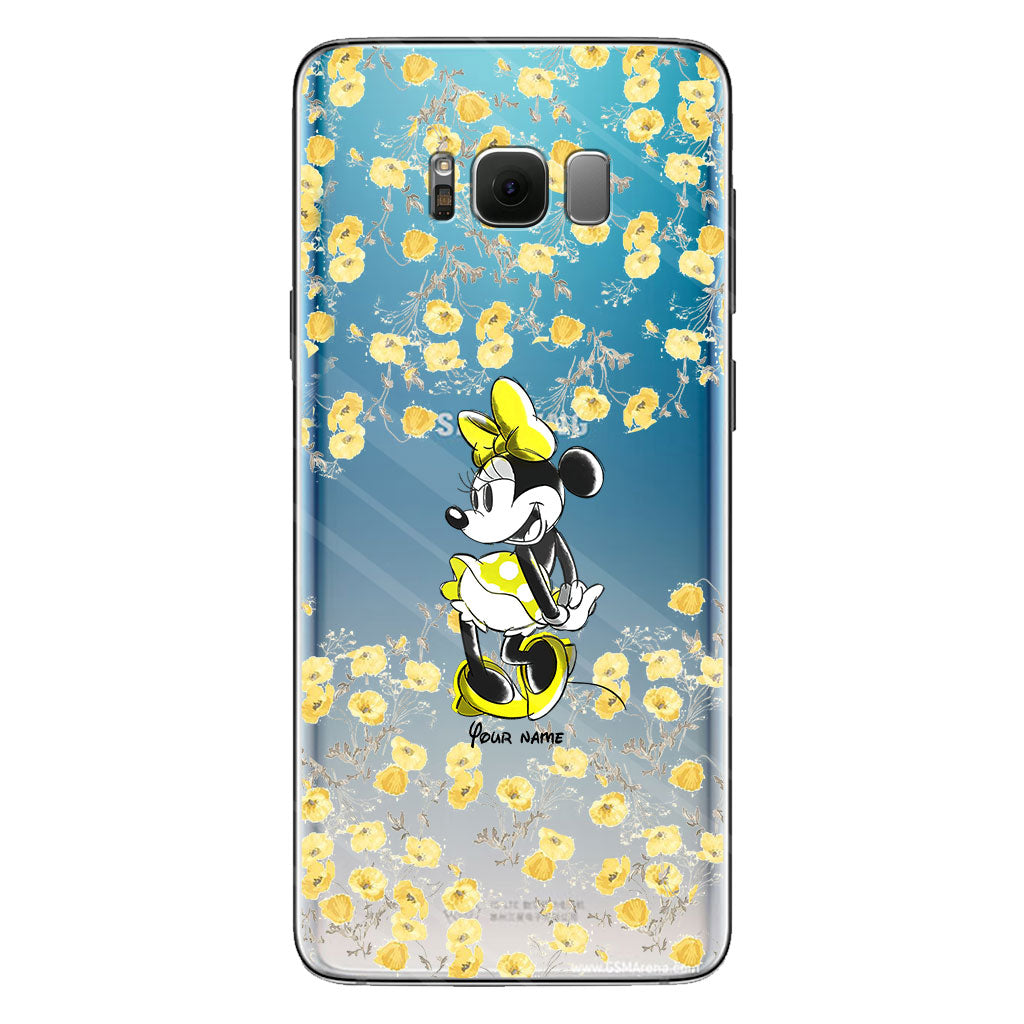 Yellow Floral - Personalized Mouse Clear Phone Case