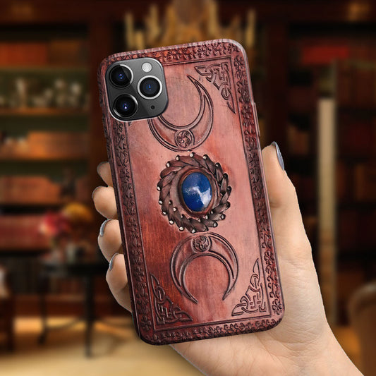 Triple Moon Third Eye Witch Leather Pattern Print Phone Case