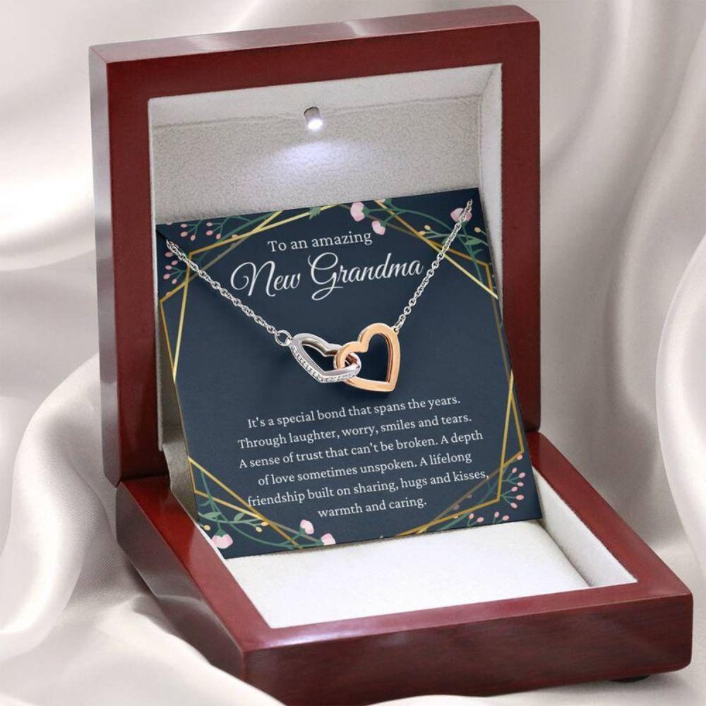 New Grandma Pregnancy Reveal Gift For New Grandmother - Grandma Two Hearts Necklace 0921