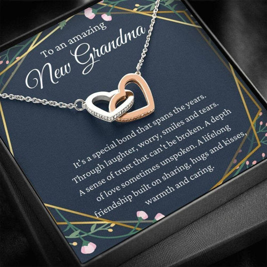 New Grandma Pregnancy Reveal Gift For New Grandmother - Grandma Two Hearts Necklace 0921