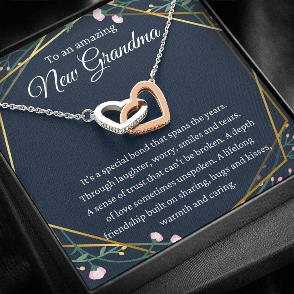 New Grandma Pregnancy Reveal Gift For New Grandmother - Grandma Two Hearts Necklace 0921