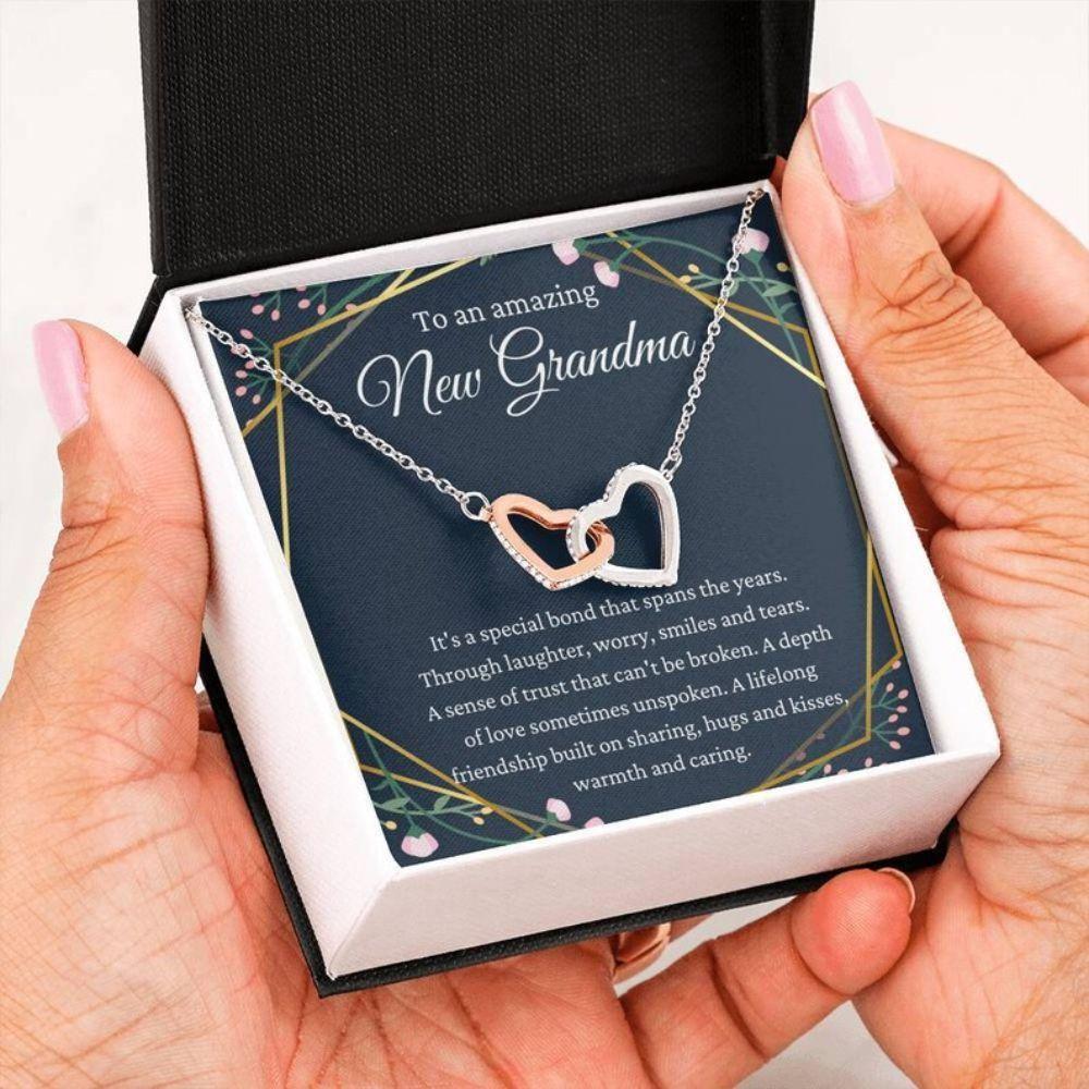New Grandma Pregnancy Reveal Gift For New Grandmother - Grandma Two Hearts Necklace 0921