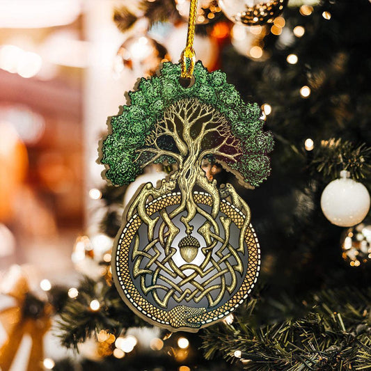 Ouroboros Tree Of Life Wicca - Witch Ornament (Printed On Both Sides) 1022