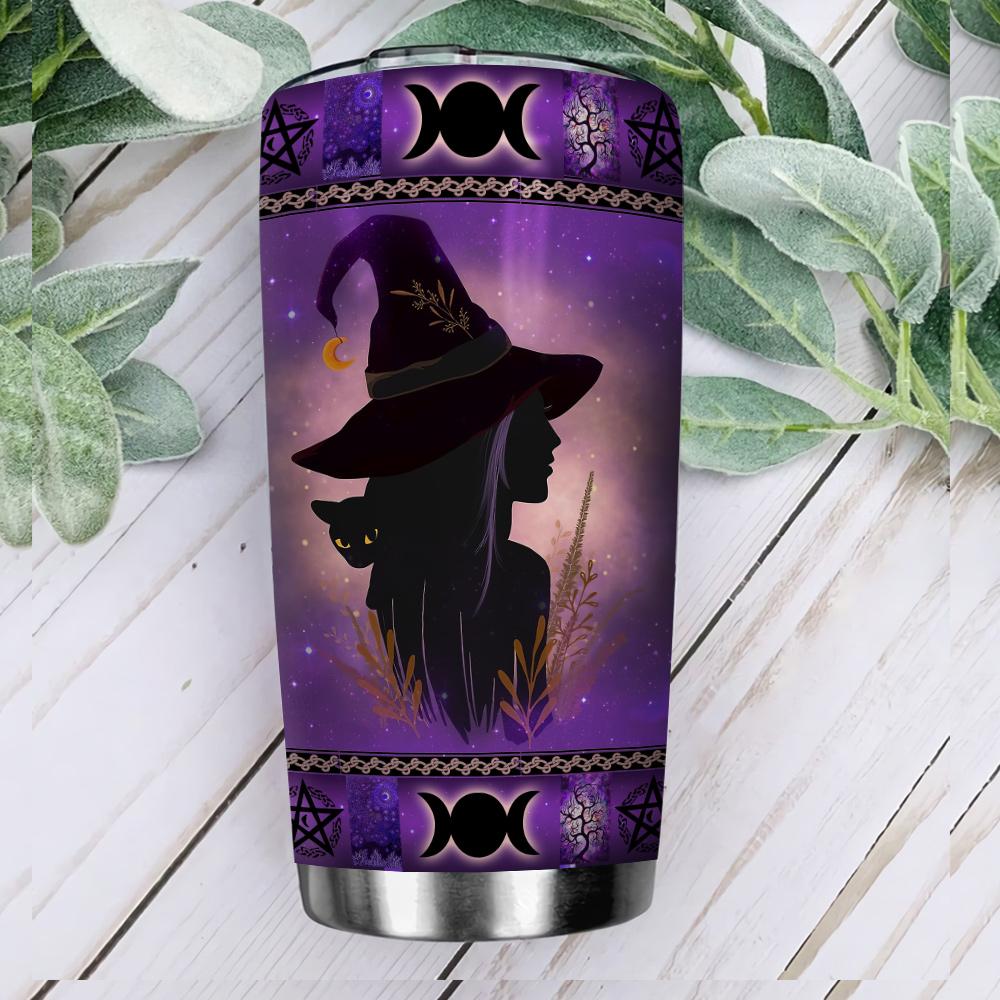 Purple Witch and Black Cat Choice - Witch Tumbler 0822